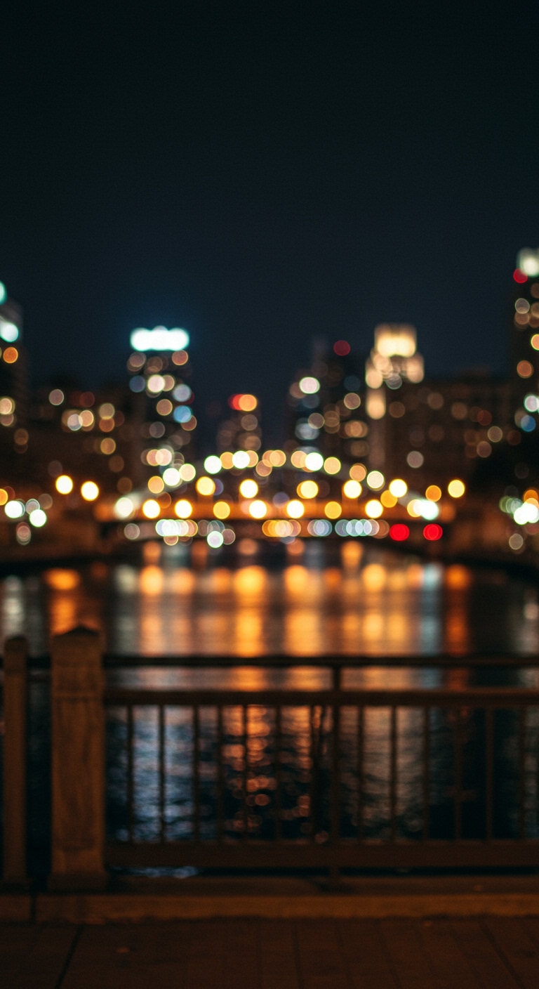 soft focus photograph of a bridge in an urban city at night